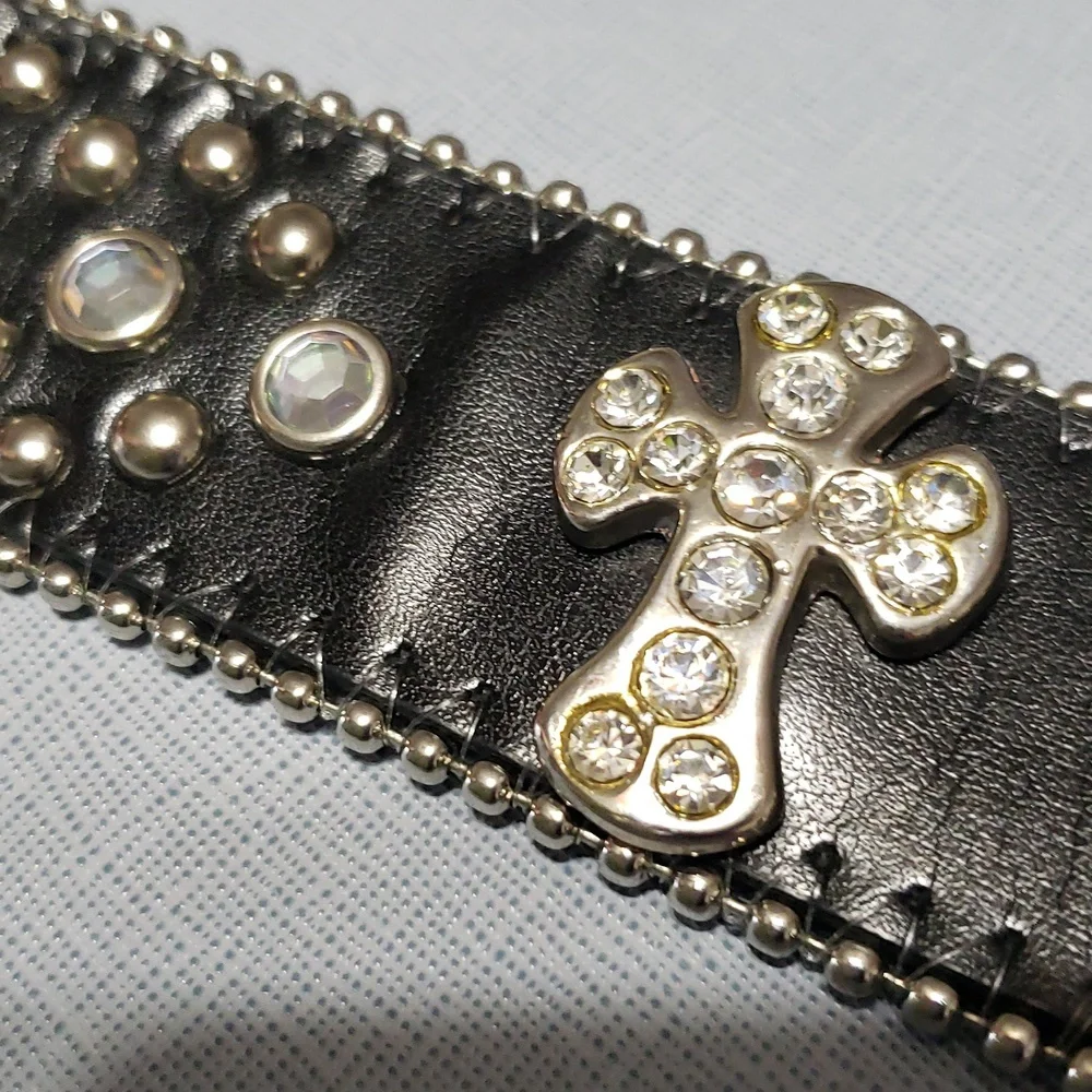 Womens Geniune Leather Western Rhinestone Belt - Picture 7 of 7